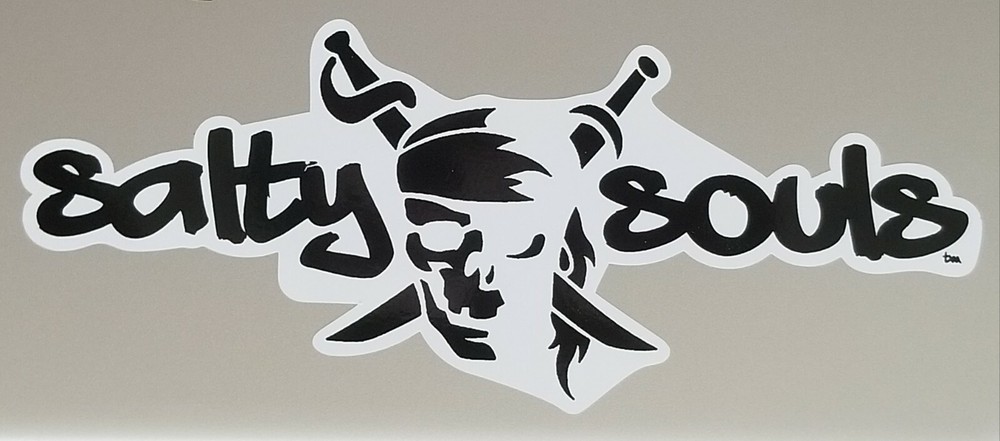 Salty Souls Pirate Skull & Swords Sticker Decal Beach Salt Surfing Fishing Life
