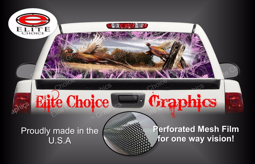 Ringneck Pheasant Tallgrass Pink Camo Rear Window Graphic Decal Truck Van Car