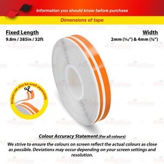 ORANGE 12mm 1/2″ Roll PinStripe PinStriping Double Lines Tape Vinyl Car STICKER