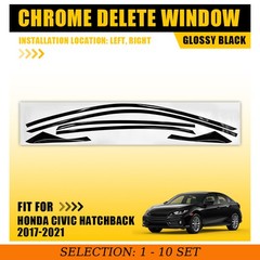 1-10Set Blackout Look Chrome Delete Window Trim for Honda Civic Hatchback 17-21