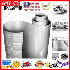 Ultra Gloss Silver Metallic Vinyl Car Wrap Paint Replacement Film Roll with …