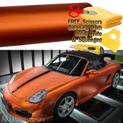 360″x60″ Satin Matte Chrome Metallic Orange Vinyl Film Wrap Bubble Free 30ftx5ft
