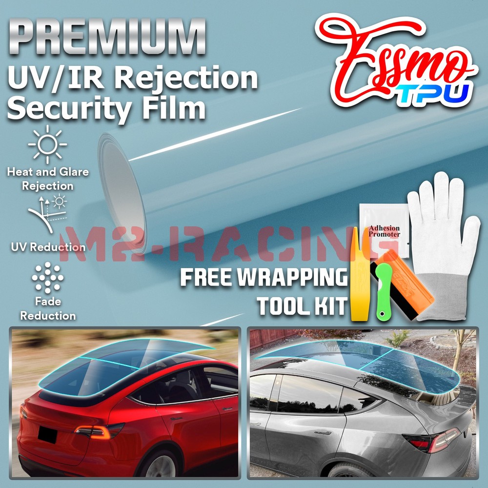TPU Essmo Security Light Blue Glass Car Sunroof VLT70% UV99% Windshield Sunshade