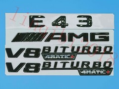 Gloss Black Flat “E43 AMG V8 BITURBO” Trunk Embl Badge Sticker for Mercedes Benz