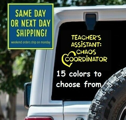 8 Sizes Teachers Assistant Car Window Decal Sticker Macbook Tablet Laptop Gift