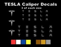 9 TESLA Brake Caliper Logo Vinyl Decals Stickers Heat Resistant