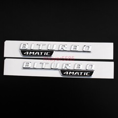 4pcs Chrome E43 AMG BITURBO 4 MATIC Trunk Emblem Badge Sticker for Mercedes Benz