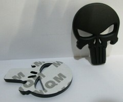 X2 New 3D Punisher Emblem Badge Car Skeleton Skull Matte Black 2 1/4 X 1 5/8