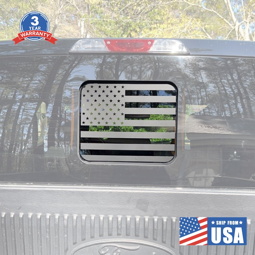 Matte Black Middle Window US Flag Sticker Decal FIT Ford F350 f250 f150 2015-23