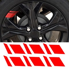 Red Reflective Car Wheel Rim Stripe Vinyl Decal Stickers Set Accessories For 18″