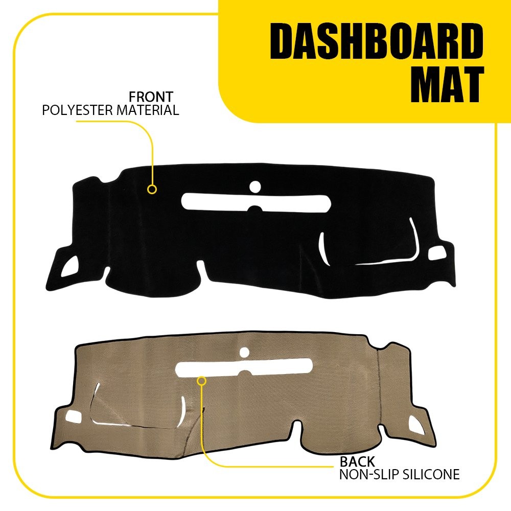 Dashboard Cover Mat for 2007-13 Chevy Silverado GMC Sierra 1500 Black Gray