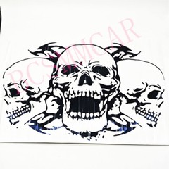 Car Sticker Vinyl Black Triple Skull Decal Waterproof For Hood Body Door Decor