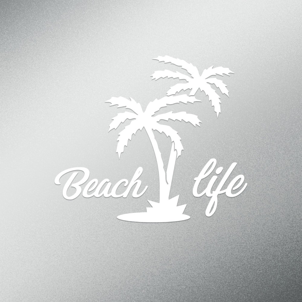 Palm Tree Beach Life Tropical Beach Decal Sticker | 5.5-Inches Wide