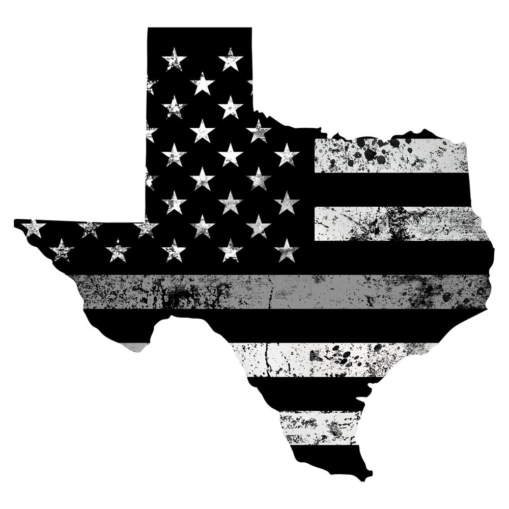REFLECTIVE Texas Thin SILVER Line Grunge Flag Decal FS2110-REF