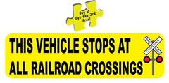 This Vehicle Stops at All Railroad Crossings Bus Taxi DOT Safety Decal p197