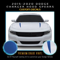 For 2015-2020 Charger Hood Spears Graphic Overlay Decal – Satin Metallic Chrome