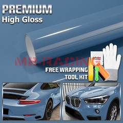 High Gloss Porcelain Blue Car Vinyl Wrap Sticker Decal Sheet Film Air Release