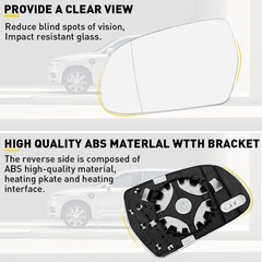 1/2Set Mirror Glass Heated w/ Backing Driver Left Side 8K0857535F for Audi A5 Qu