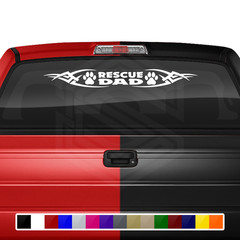 #106 RESCUE DAD Dog Paw Print Decal Sticker Windshield Window Vinyl Graphic Car