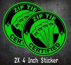 2X Zip Tie Certified Lime Green Round Sticker Decal JDM ZIPTIE Tech Fits STI EVO