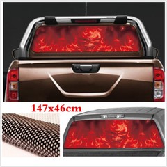 Car Rear Window Sticker Skull Decal Flood Flame Windshield Decor For SUV Pickup