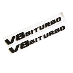 New 2pcs Gloss BLACK V8 BITURBO Fender Side Emblem Badge GT63 E63 G63 S63