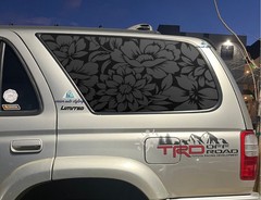 Fits 1996-2002 Toyota 4RUNNER Quarter Window Floral Flowers Decal Sticker Blk