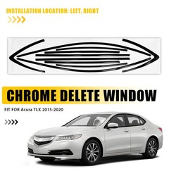 1-10Set Gloss Black Finish Window Sticker Kit for Acura TLX 15-20 Vinyl Overlay