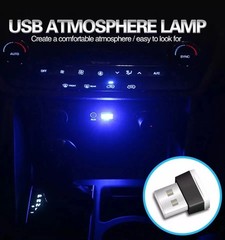 Blue Mini USB Car Atmosphere Lights LED Cigarette Lighter Decorative Lights