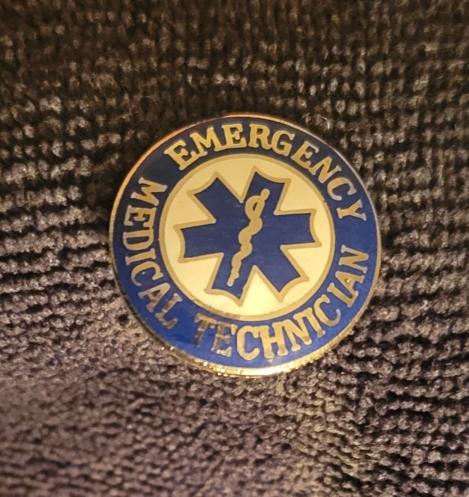 EMT Collar Brass Lapel Pin Silver highlights 11/16 Medium