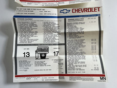 1994 EXT CAB SILVERADO 4X4 5.7 WHITE OFF ROAD CHEVROLET DEALER WINDOW STICKER