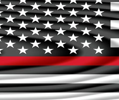 FIREFIGHTER THIN RED LINE FIRE RESCUE AMERICAN FLAG PICKUP REAR WINDOW DECAL
