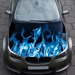 Blue Flame Hood Wrap Decal Vinyl Sticker Color Film Graphic Custom Any Car Truck