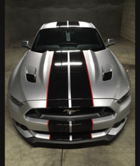 FOR FORD MUSTANG TWIN Racing Stripes 36 FEET 10″ Graphic Decal & Red Pinstripe