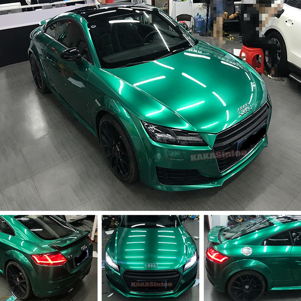 50FT X 5FT Car Wrap Emerald Stretch Pearl Glossy Satin Chrome Vinyl Sticker US