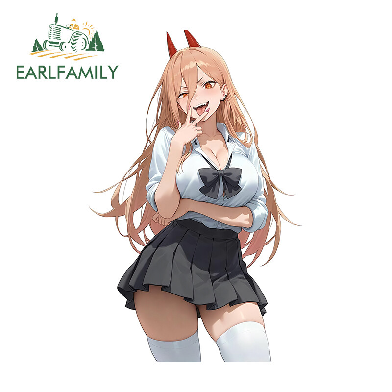 EARLFAMILY 5.1″ Power and Makima Car Stickers Uniform Girl Creative JDM Decals