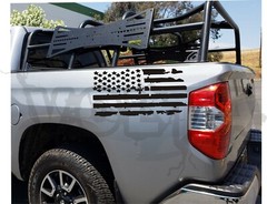 2X Bedside Vinyl Decals For Toyota Tundra 2007-2024 Pair American Flags USA