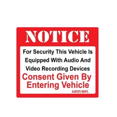 Notice For Security This Vehicle Is Equipped Audio 1 Pair of Stickers P925