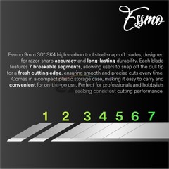 ESSMO 10pcs 30° Utility Knifes Blades Stainless Steel Vinyl Wrap Graphics Tools
