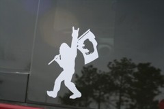Bigfoot Holding Wyoming state Flag die-cut sticker, Buy 2 get 1 FREE