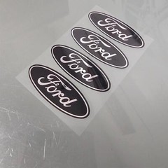 4-FORD CENTER CAP LOGOS BLACK OVAL DECALS VINYL F150 F250 MUSTANG FOCUS FUSION