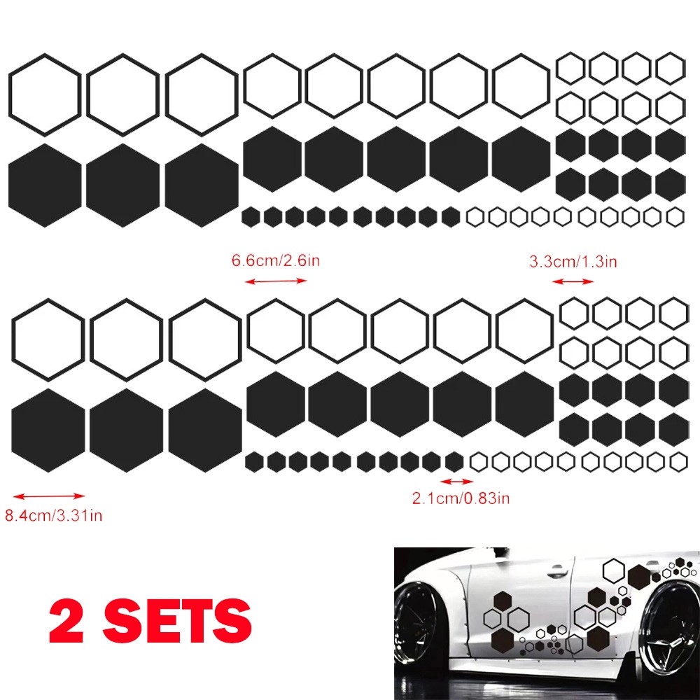 2 Set Honeycomb Car Decals Vinyl Graphics Hexagonal Sticker DIY Car Body Sticker