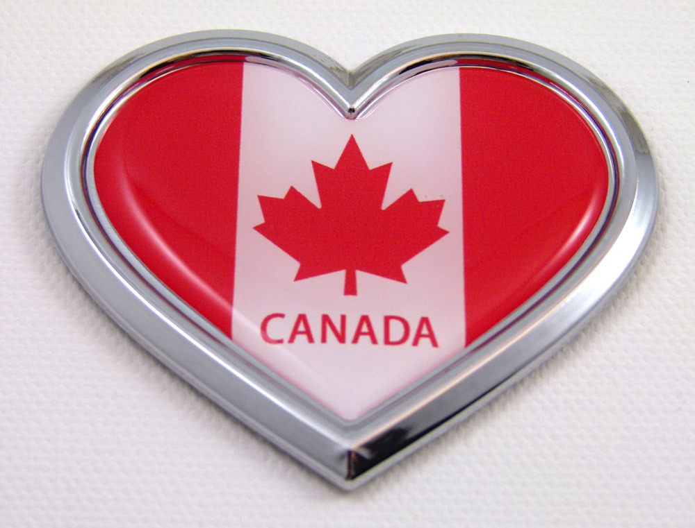 Canada HEART Flag Chrome Emblem Car Decal 3D Sticker Badge Bumper Canadian
