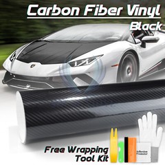 5D Carbon Fiber Black High Gloss Glossy Auto Vinyl Wrap Sticker Decal Sheet Film