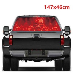 Rear Window Sticker Flaming Skull Graphic Decal Decoration For Car SUV Pickup