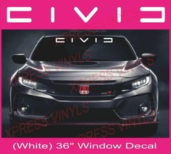 HONDA CIVIC WHITE Graphic Windshield Vinyl Decal Sticker Custom Vehicle Logo