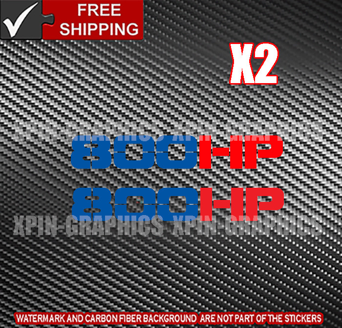 800 HP / HORSEPOWER VINYL DECAL STICKER 2 COLOR STICKER BLUE/RED