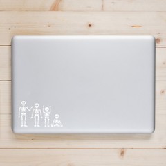 Skeleton Family Adults and Kids – Halloween Vinyl Decal Sticker |7″ Wide | White