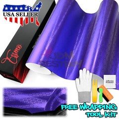 PET Honeycomb Carbon Fiber Satin Royal Purple Hex Vehicle Vinyl Wrap Decal Sheet