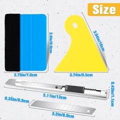Vinyl Wrap Tool Kit for Car Window Tint Installation, 4″ Felt Edge Squeegee